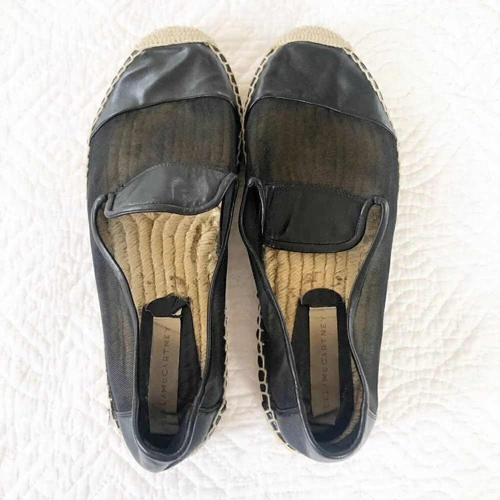 Stella McCartney Black Leather & Mesh Espadrilles Sz 40 US 9.5